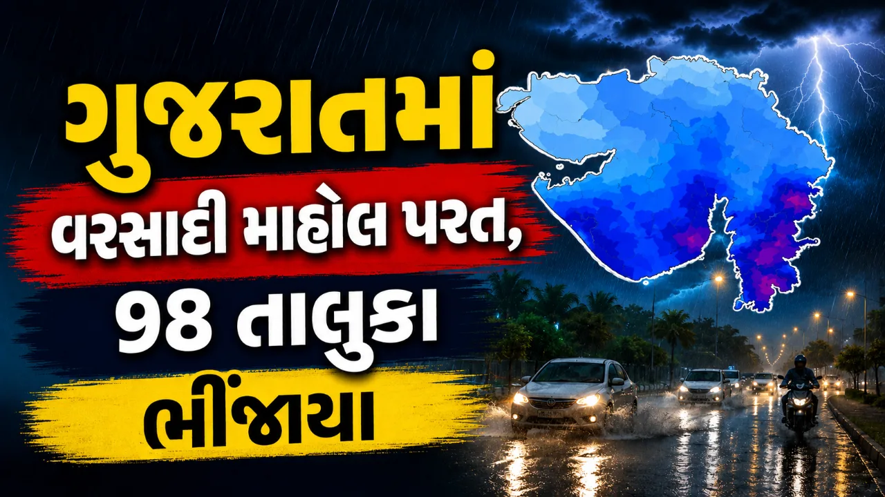 ગુજરાતમાં ફરી સક્રિય થયું ચોમાસું, રાજકોટના પઢ્ઢારીમાં સૌથી વધુ વરસાદ નોંધાયો
